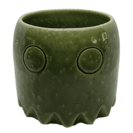 Macetero de Cerámica Gres Fantasma de Pacman Verde