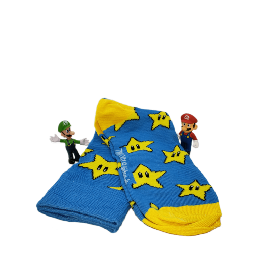 Calcetines Azul y Amarillo Super Mario Starman
