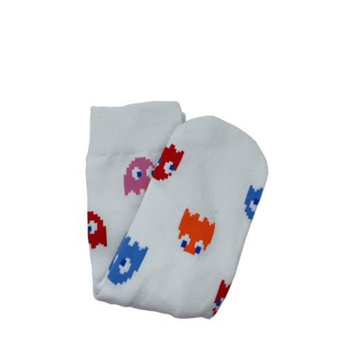 Calcetines Gamer Blanco Pacman Fantasmas