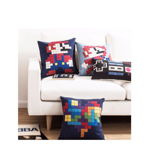 Funda para cojín Azul Oscuro Mario bordes - Imagen 2