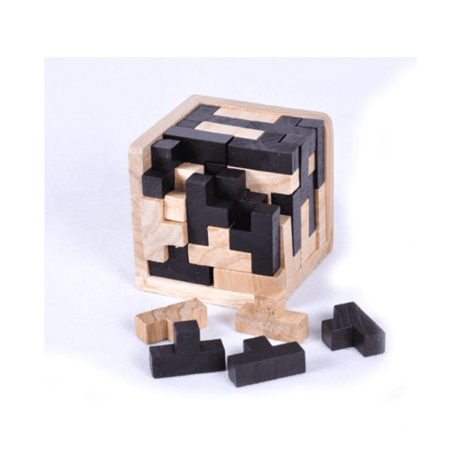 Cubo Tetris Puzzle Madera